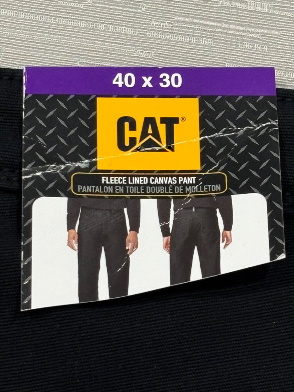 CAT Caterpillar Work Pants Mens 40 x 30 Black Canvas Fleece Lined Insulated - Picture 5 of 14